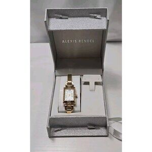 Alexis Bendel Gold Tone Rhinestone Bezel Women’s Tank Watch New Battery